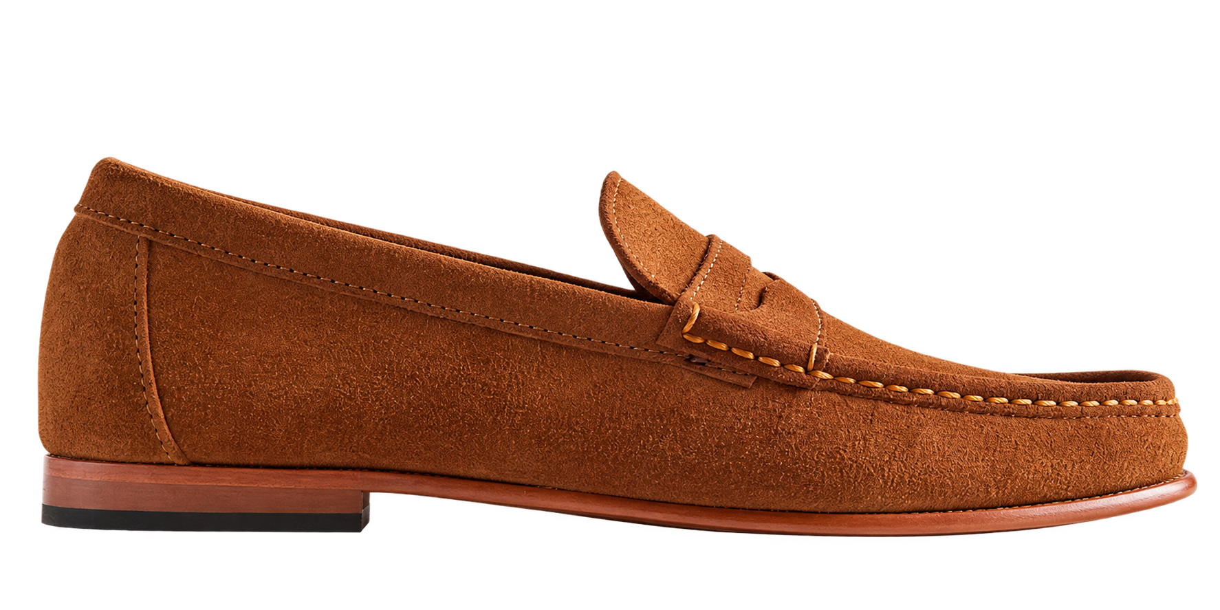 Whiskey suede penny loafers